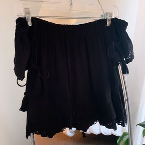 Black off the shoulder top